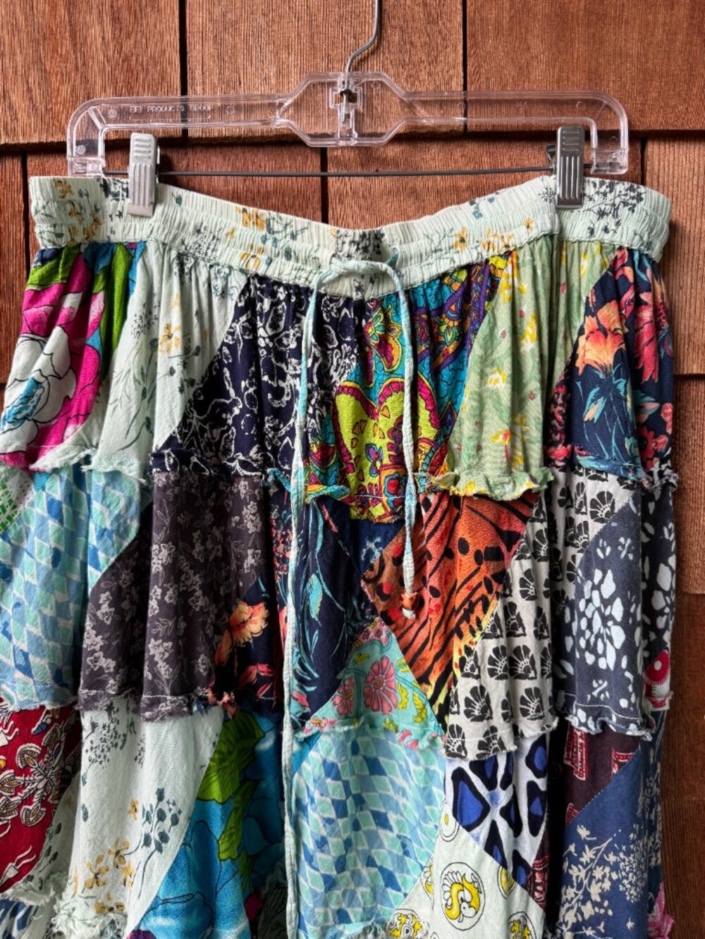Gypsy Rose Bias Cut Elastic Waist Patchwork Maxi Skirt in Women's 1X - Picture 6 of 7